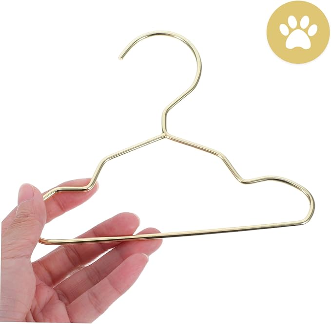 Kisangel 10Pcs Elegant Gold Metal PET Hangers for Dogs and Cats Reusable Mini Dog Clothes Rack Non-Slip Design Portable Clothing Organizer for PET Closet
