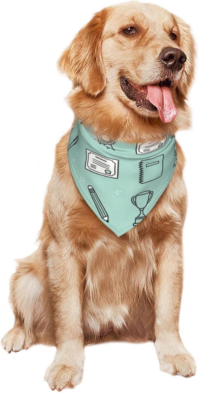 Teacher's Pet Dog Bandana,Funny Bandana Gift,Photo Prop Accessories for Dog Lovers Owner Gift,Triangle Reversible Fall Scarf, Adjustable (Light Green)