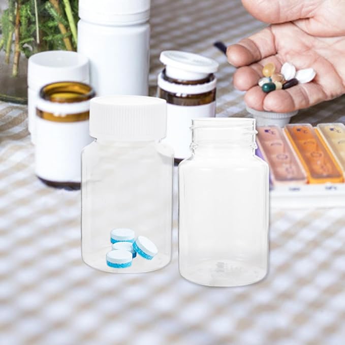 Generic 24pcs Ml Pet Plastic Medicine Bottle with Wide Mouth Opening and Visibility, Travel Pill Organizer Suitable for DIY Projects and Supplement Storage