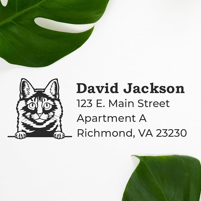 Kurilian Bobtail Customized Address Return Stamper - 7/8 x 2-1/4 | Unique Address Stamps for Event Programs | Made to Order Mailing Stamps for Cat Lovers & Kurilian Bobtail Fans