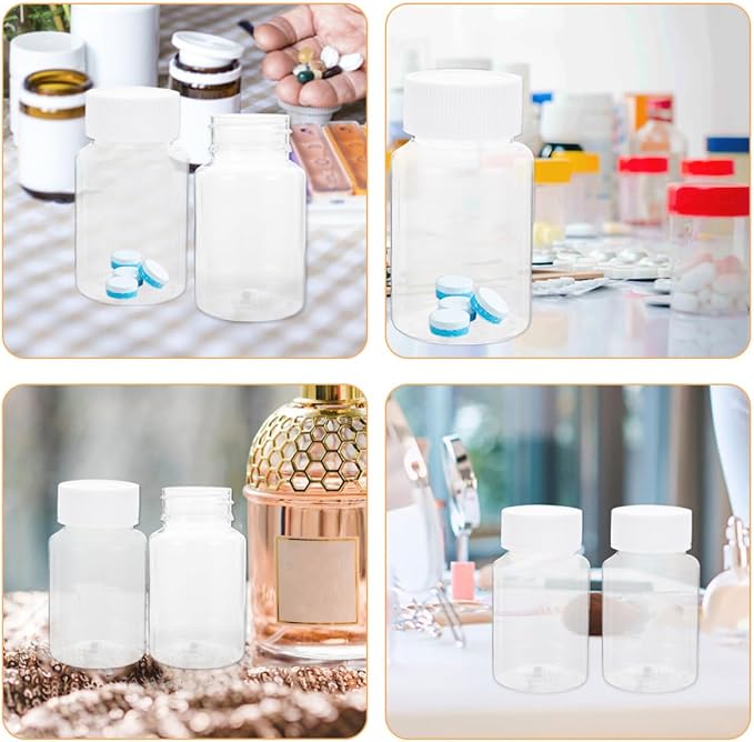 Generic 24pcs Ml Pet Plastic Medicine Bottle with Wide Mouth Opening and Visibility, Travel Pill Organizer Suitable for DIY Projects and Supplement Storage