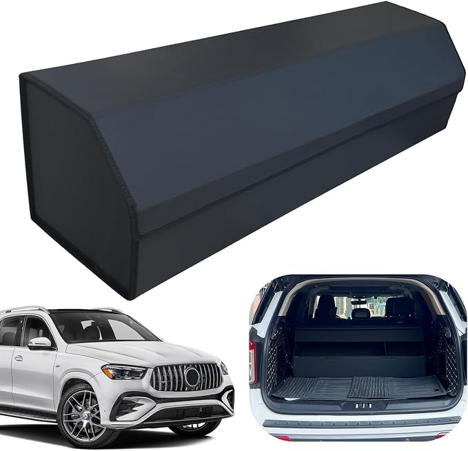 Car Trunk Organizer for For Benz AMG GLE - Custom Fit，Large Space Outdoor Trunk Organizer with Leather,Hook and Loop Fastener,4-Layer Cover,For Benz AMG GLE 53 2021-2025