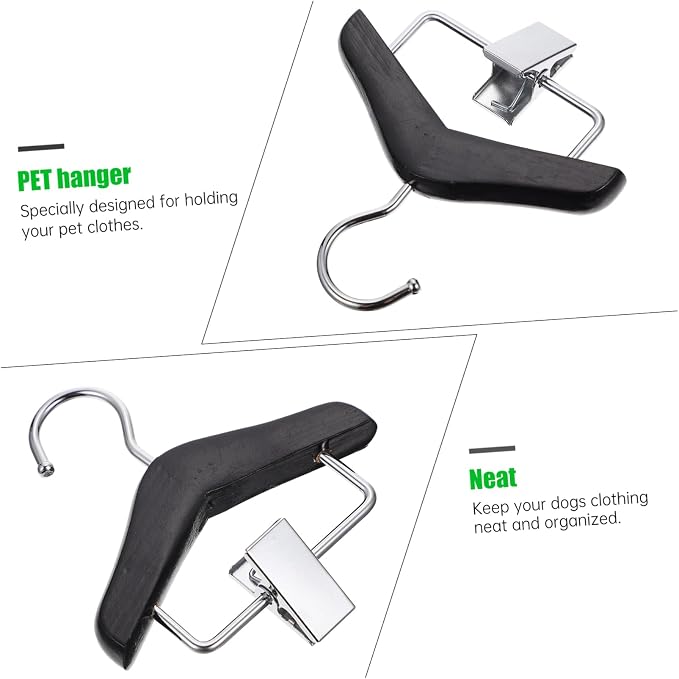Toyvian Wooden PET Clothes Hanger Adjustable Dog Clothing Rack Clips for Pants and Dresses PET Apparel Hanger for Cats and Dogs