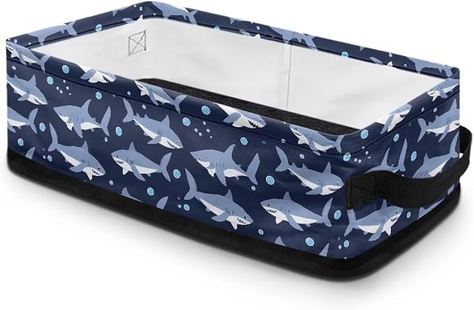 Cute Shark Bathroom Basket with Handle, Back of Toilet Paper Basket Decorative Shelf Bins for Toilet Tank Top Countertop, Bathroom Storage Basket Bathroom Accessories