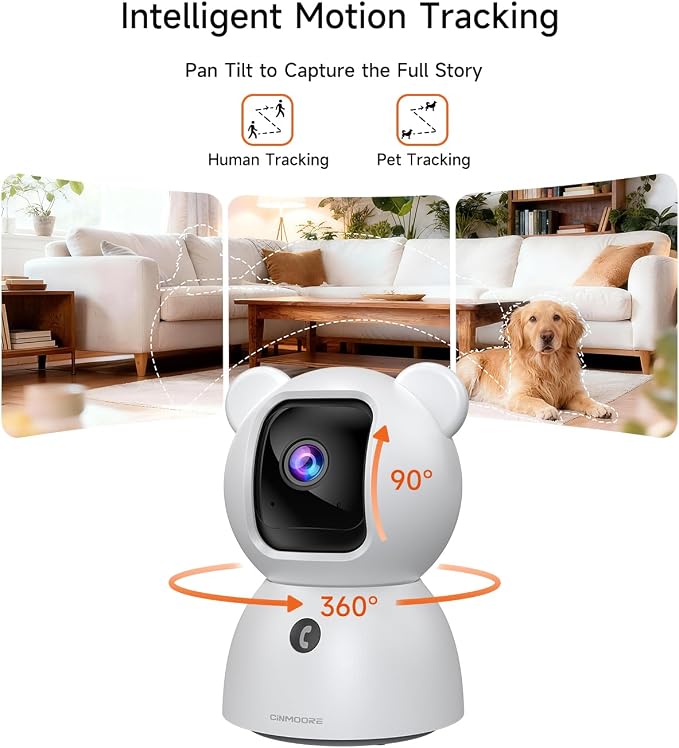 4 Pack 2.5K Cameras for Home Security, Non-Subscription AI Human/Pet/Crying Detection, 4MP Dog/Cat/Pet Camera Indoor with Phone App, Pan Tilt 2.4G WiFi Indoor Cameras, IR Night Vision, 2-Way Audio