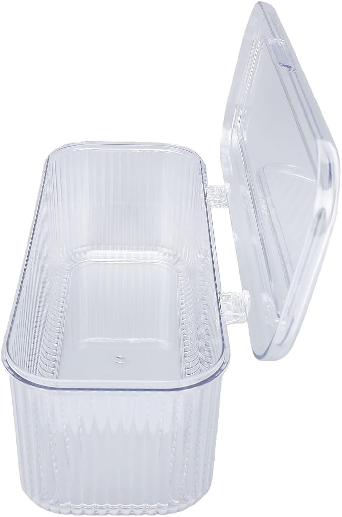 ZJchao Clear PET Teabag Storage Box with Shatter Proof Stackable Design for Coffee Capsules Sugar Packets Seasoning (Transparent)