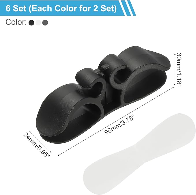 PATIKIL 6Pcs Cord Organizer for Appliances, Kitchen Silicone Appliance Cord Organizer Stick on Wire Wrapper for Kitchen Appliances Pressure Cooker, Black/White/Gray