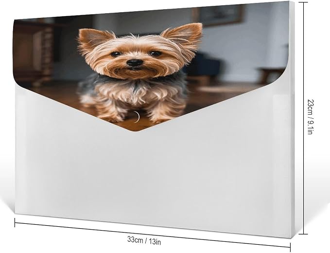 Cute Pet Yorkie Folder File Organizer Letter Size Expanding File Folder 6 Pocket Folders Documents Portable Paper Bill Receipt Organizer for Home Office Supplies