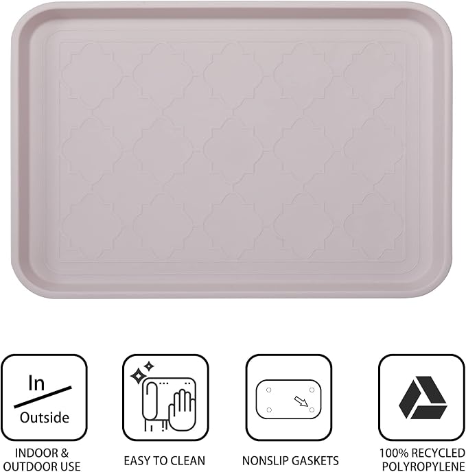 WATANIYA PET Boot Tray and Multi-Purpose Mat, 2 Packs in 16.7"x12.8", Waterproof, Raised Edge for Boots, Shoes and Pets Indoor/Outdoor
