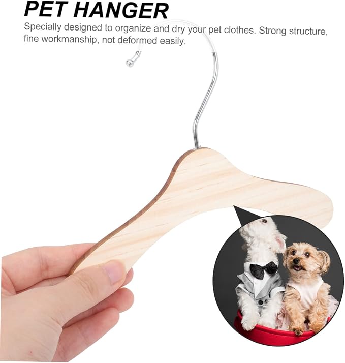 Generic Neat Wooden Hangers 10pcs Set 16cm Dog Clothing Hanger Pet Apparel Organizers