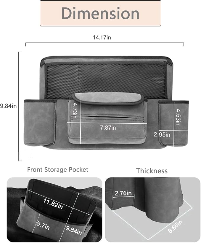 EKALA Car Purse Holder Between Seats with Multi-Pocket Car Large Capacity | Storage Bag Removable Inner Liner Pet Kids Barrier Car Net Pocket Bag Holder for Car(Gray)