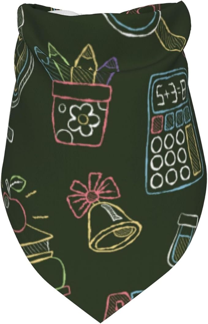 Teacher's Pet Dog Bandana,Funny Bandana Gift,Photo Prop Accessories for Dog Lovers Owner Gift,Triangle Reversible Fall Scarf, Adjustable (Dark Green)