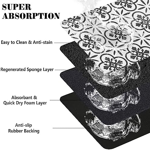 Dog Food Mats for Floors Absorbent, Pet Cat Food Mat - Quick Dry Dog Bowl Mats for Food and Water, Eco-Friendly Boho Pet Supplies