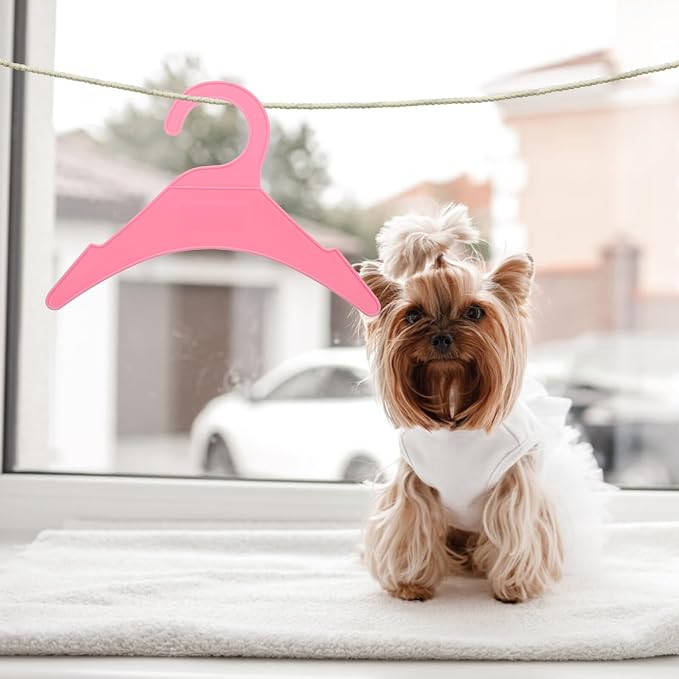 10pcs Small Plastic Dog Clothes Hangers Pet Coat Rack for Puppy and Cat Garments, Sized Non-Slip Closet Organizer for Pet Apparel Storage