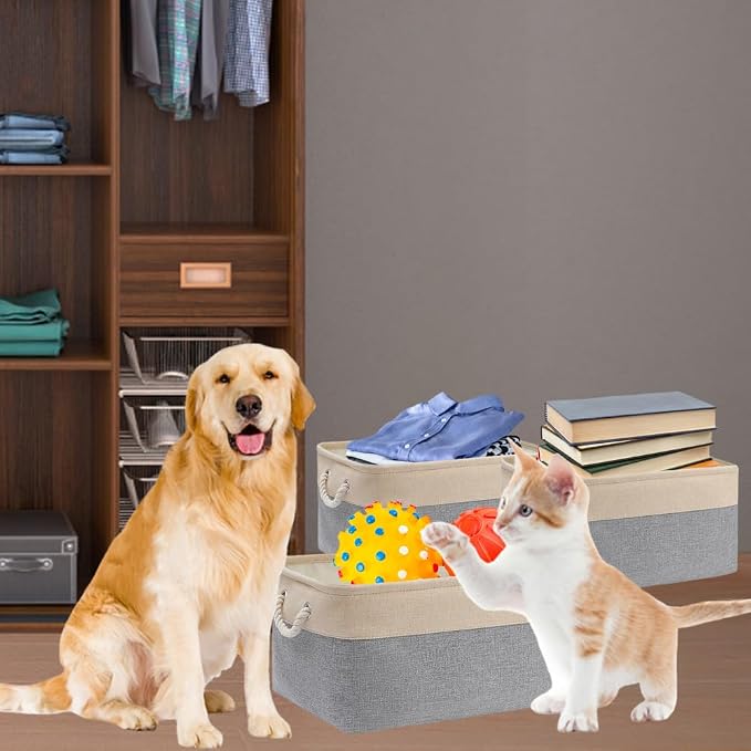 Custom Embroidered Collapsible Storage Basket with Pet's Name/Text,Personalized Storage Bin Organizer with Handle Storage Box for Dog Cat Toys Clothing,Blankets