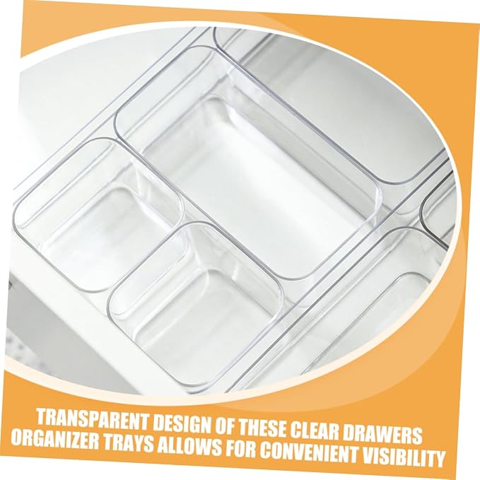 1Set Clear Drawer Organizer Set Sturdy Pet Storage Dividers for Kitchen Bathroom Dresser Office Multi Clear Organizers for Cosmetics Jewelry Stationery More