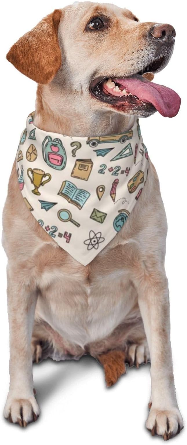 Teacher's Pet Dog Bandana,Funny Bandana Gift,Photo Prop Accessories for Dog Lovers Owner Gift,Triangle Reversible Fall Scarf, Adjustable (Khaki)