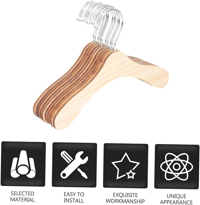 VOSAREA 10-Piece Wooden Dog and Cat Clothes Hangers 8.66 Inch Wear-Resistant PET Hangers for Daily Use Portable Non-Slip PET Clothing Organizer