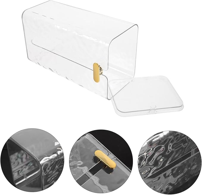 GLEAVI Box Wall Mounted Tissue Holder Transparent Bathroom Tissue Storage Box Towel Dispenser Multi Functional Napkin Organizer for Kitchen and Toilet Space Saving