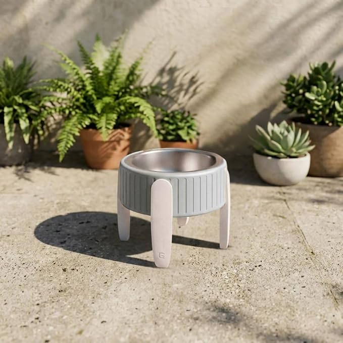 Pet Station Elevated Dog Bowl Stand for 6.8 in. Bowls - 3D Printed Dog Feeder - Adjustable Height Legs and Magnetic Fridge Mount Feeding Station - Made in USA (White, Bowl + S and L Legs)
