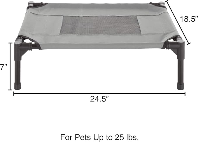 Elevated Dog Bed - 24.5x18.5-Inch Portable Pet Bed with Non-Slip Feet - Indoor/Outdoor Dog Cot or Puppy Bed for Pets up to 25lbs by PETMAKER (Gray)