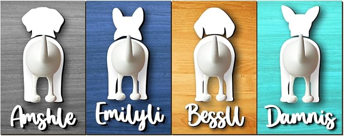 Personalized Dog Leash Holder for Wall, Custom 3D Dog Butt Leash Holder with Name, Hooks for Leashes, Keys, Collars, Christmas Birthdays Housewarming Gift for Pet Lovers (Style-04)