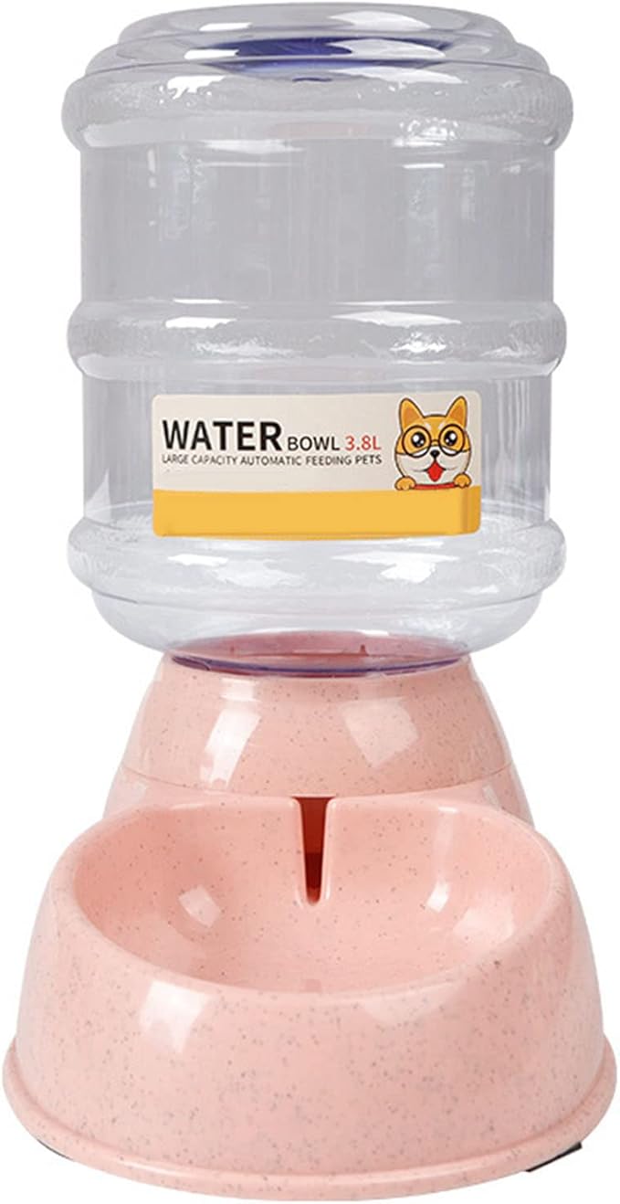 Haofy Automatic Pet Water Dispenser 3.8L Large Capacity Non Leak Gravity Water Bowl with Detachable Design Non Slip Base for Dogs Cats Ideal for Home Travel Crate Multi Pet Households (for Pink)