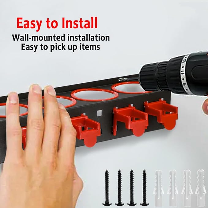 Wall-Mounted Spray Bottle Rack 2 Pack, Steel Garage with Hooks & Brushes | Rust-proof baked enamel finish, large capacity storage. Quick install, space-efficient for auto detailing & workshop use