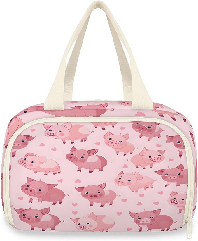 Pig Pinks Travel Toiletry Bag with Handle | Wet & Dry Separation, Full-Size Bottle Friendly, Leak-Proof, Waterproof, Easy to Clean, for Travel, Gym, Home