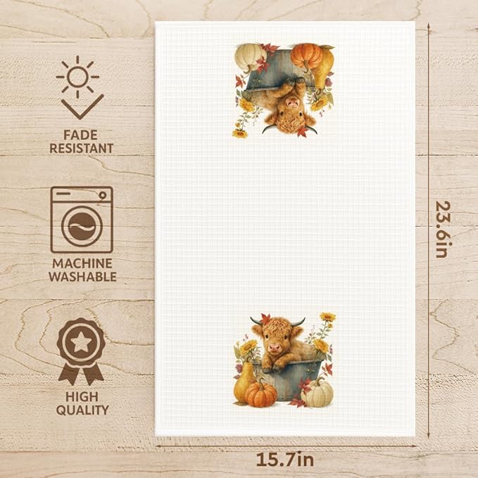 Cute Highlands Cows Theme Dish Towels Gifts for Women Mom Nieces Grandma Friend,Highland Cow Themed Flour Sack Towels Kitchen Towels Decor for Farmhouse,Highland Cow Hand Towel for Bathroom -16