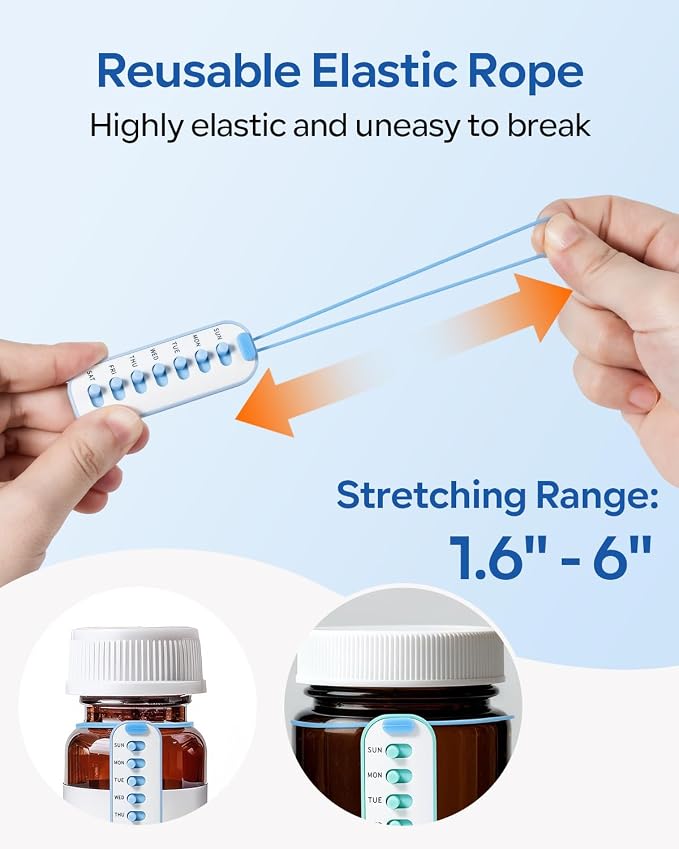 2 Pack Pill Reminder, Lanyad or Sticker, Twice Daily/Weekly Pill Tracker | 7 Day AM PM Weekly Medication Tracker for Elderly, No batteries Required，2 Times a Day Blue & Green