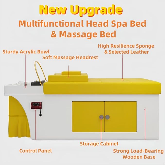 Pet Grooming Table, Head SPA Shampoo Bed, Storage Cabinet with Chair