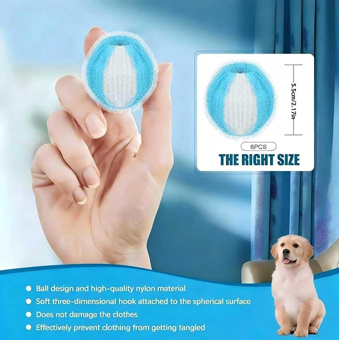 Newly Upgraded 2.1-in Pet Hair Remover for Laundry – Reusable Dog & Cat Hair Catcher for Washer & Dryer – Effective Lint & Fur Remover for Clothes & Bedding – Gentle on Fabrics, Eco-Friendly (Blue)