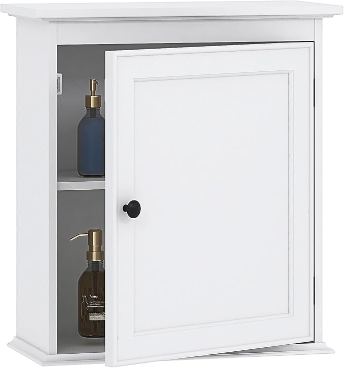 Spirich Small Medicine Cabinet, Bathroom Wall Cabinet Over Toilet, White | FSC-Certified MDF, Single Door, Adjustable Shelf, Compact Hidden Storage for Bathroom, Kitchen or Laundry