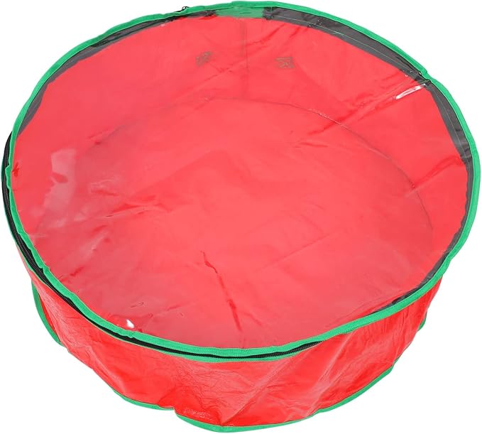 1pc Household Garland Storage Bag with Clear Window Christmas Wreath Packing Bag for Holiday Decoration and Easy to Carry for Organizing Seasonal Supplies