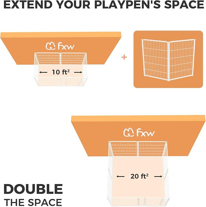 FXW Homeplus Indoor Dog Playpen, 40" H, 2 Panels, for Medium & Large Dogs | Stress-free play, Heavy-duty, Semi-open design, Easy setup, Threshold-free gate, Expandable, Patented