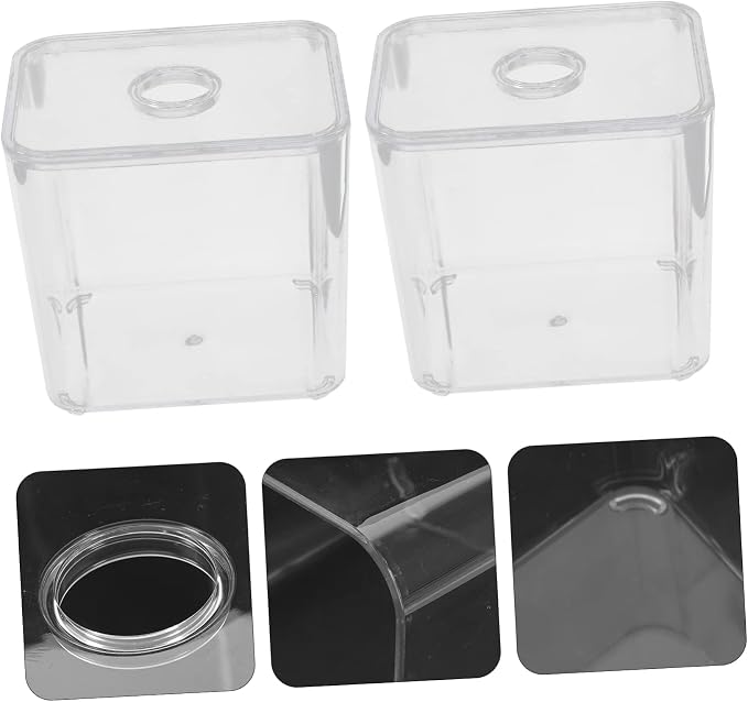 2Pcs Cosmetic Storage Box Lid Stackable Makeup Organizer Small Size for Cotton Swabs and Pads Desktop Bathroom Essentials