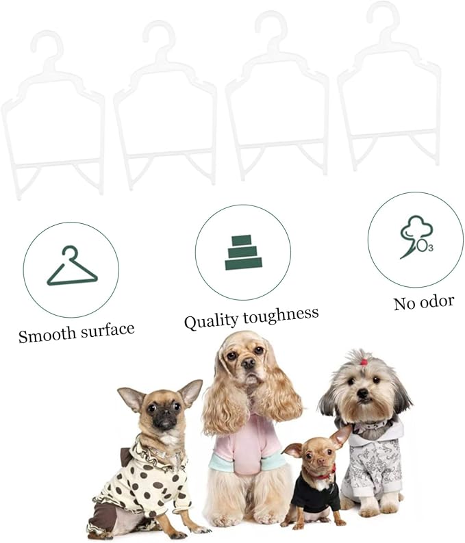 Ciieeo 10pcs Pet Clothing Holders Compact Dog Clothes Hangers Lightweight PP Material Sturdy Apparel Organizers for Pets