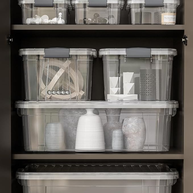 Superio 6.6 Quart Clear Plastic Storage Boxes with Lids, Stackable Organizer Containers, BPA-Free Storage Bins for Home, Office, School & Dorm, 36 Pack