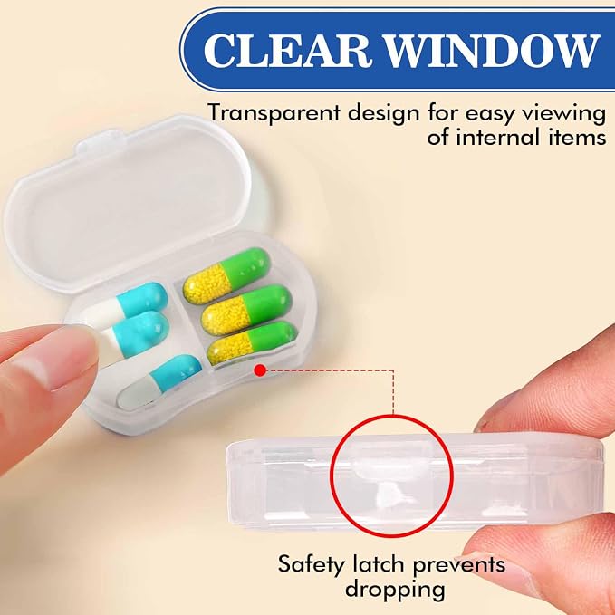 2PCS Pill Case Organizer, Daily AM & PM Containers, Medicine Holder, Ideal for Medication, Vitamin, Supplement, Perfect for Travel, Ideal for Purse (White)