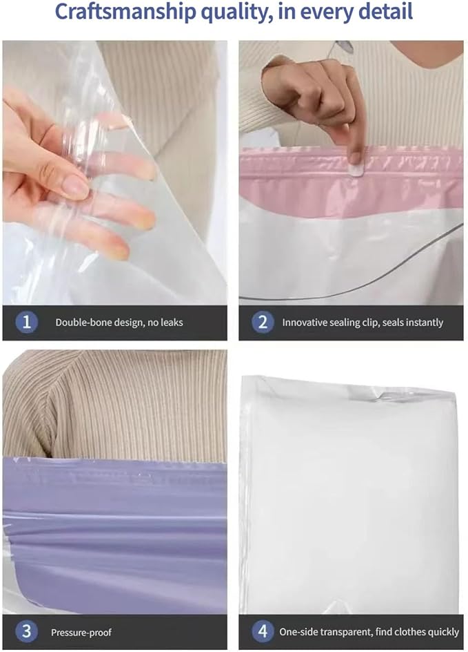 Closet Vacuum Storage Bags for Quilt and Wardrobe Items 3D Freestanding Organizers with Zippers Seal Design Clothes Storage Bags