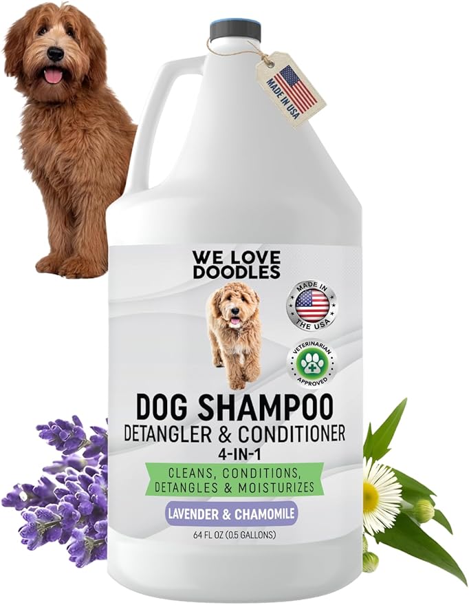 Dog Shampoo Half Gallon - Cleans, Conditions & Detangles, Goldendoodles, Poodles, & Doodle Shampoo - for Matted Pet Hair - Sensitive Skin Wash for Puppies - Made in The USA, 64OZ (Lavender)
