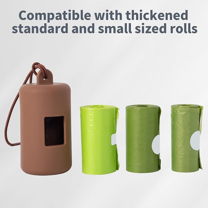 3Pack Dog Poop Bag Holder for Leash,Integrated Molding Soft Plastic Pet Waste Bag Dispenser with Elastic Loop Protable Doggie Poop Bag Dispensers (Black+Brown+Grey)