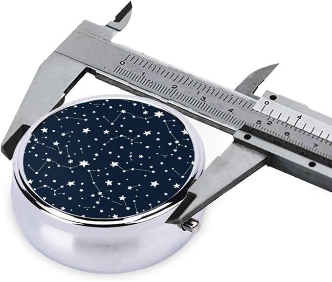 Mini Pill Container, Constellation Galaxy Starry Night Stars Glow in The Dark Midnight Round Sturdy Organizer, Portable Holder for Supplements, Travel Pill Case Purse Essential for Gym