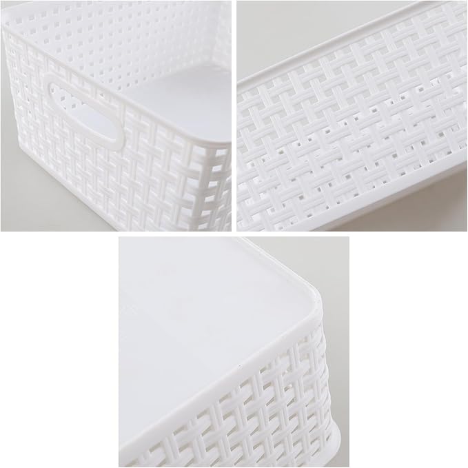 Plastic Storage Baskets for Shelf, 4 Packs