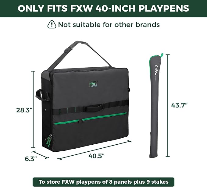 FXW Dog Playpen Storage Bag, Designed for RV Trips, Black, 1 Pack | Fits FXW Pens Only(40" H 8 Panels & 9 Stakes), Comfortable Carry, Neat Storage, Wear-Resistant, Patented