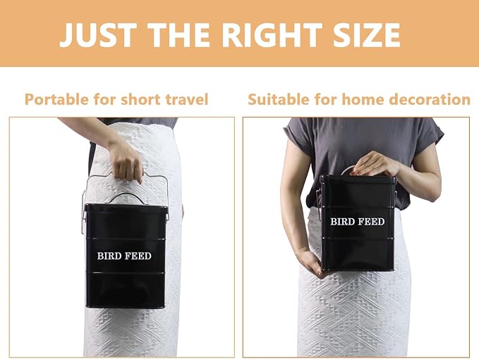 Geyecete Bird Feeder,Bird Food Jar Pet Food Storage Airtight Food Storage Container-Black