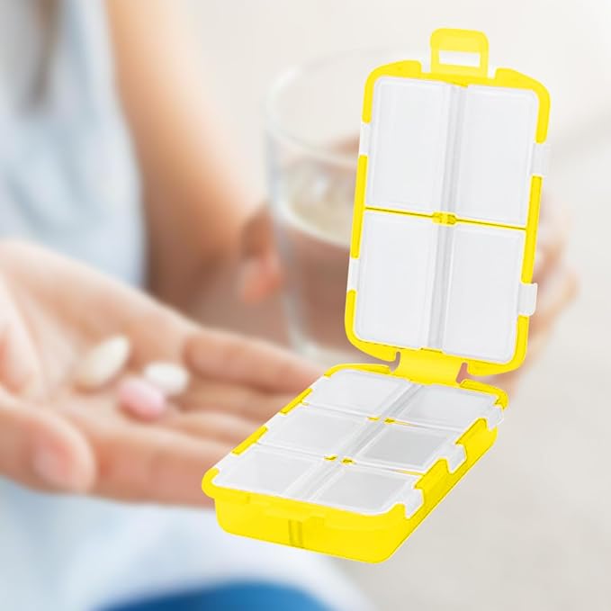 2PCS 7-Day Pill Organizer with Labels – Travel Pill Case, Daily Medication Organizer | Compact & Secure | Fits in Pocket/Purse (3.7” x 2.4”)