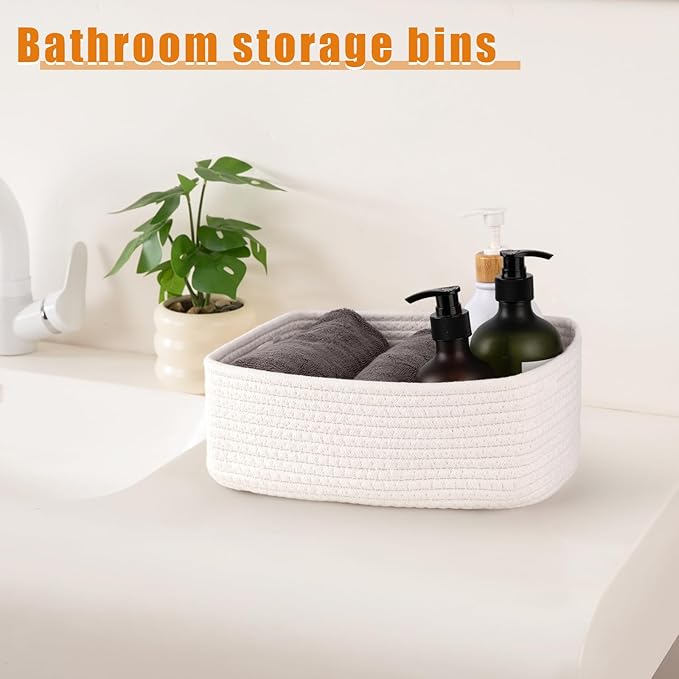 OIAHOMY 4 PACK 7L Storage Baskets for Organizing Storage Bins White | Small Bins for Shelves Small Storage Basket Shelf Baskets Organizer Baskets for Gifts Empty Cute Decorative Storage Bins