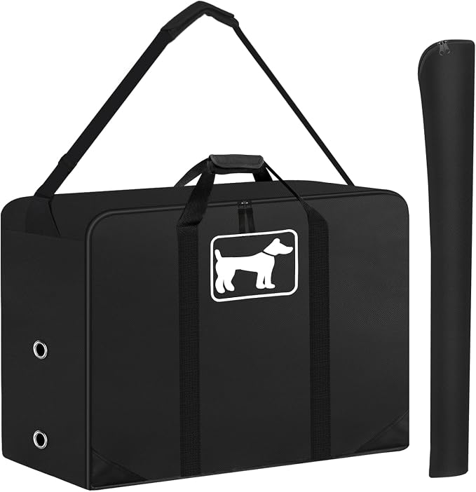 SIRUITON Thick 600D Dog Playpen Storage Bag Fits 45" H 8 Panels & 9 Stakes | Dog Fence Travel Bag for Foldable Exercise Pet Playpens Designed for Camping and RV Trips with Reinforced Double Handles